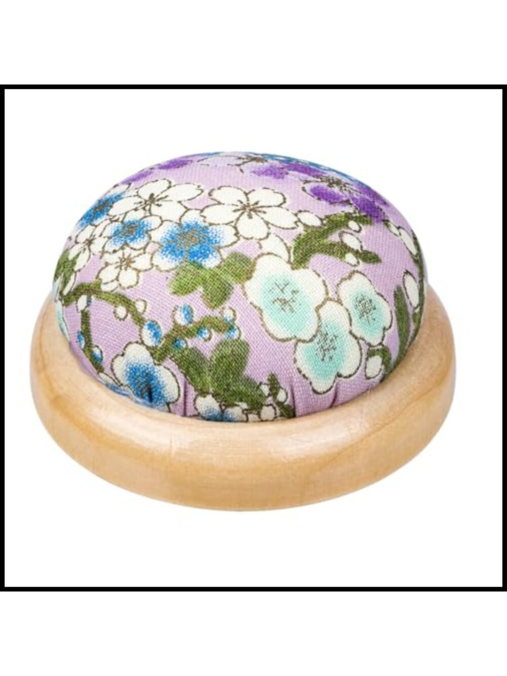 Wooden Base Floral Pin Cushion for Sewing DIY Crafts Quilting Pin Holder
